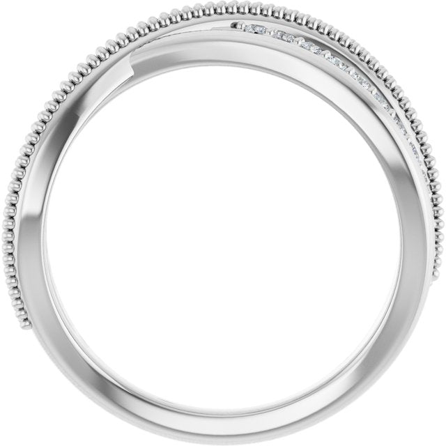14K White Gold Round 1.3 Mm Polished 1/5 Ctw Lab-Grown Diamond Criss-Cross Ring, Size 7