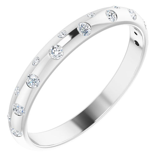 Platinum Round 1.5 Mm Si2-Si3, G-H Polished 1/6 Ctw Natural Diamond Anniversary Band, Size 6