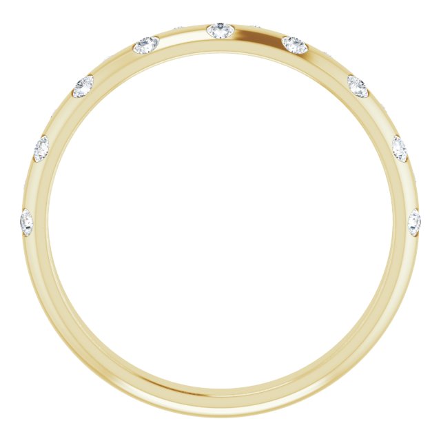 14K Yellow Gold Round 1.5 Mm Si2-Si3, G-H Polished 1/6 Ctw Natural Diamond Anniversary Band, Size 7