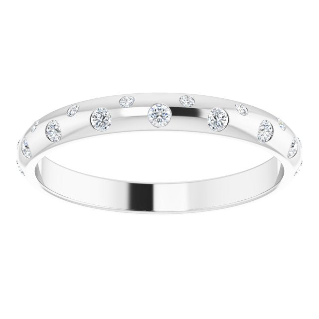 Platinum Round 1.5 Mm Si2-Si3, G-H Polished 1/6 Ctw Natural Diamond Anniversary Band, Size 6