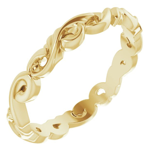 14K Yellow Gold 3 Mm Polished Sculptural Standard-Fit Band, Size 6.5