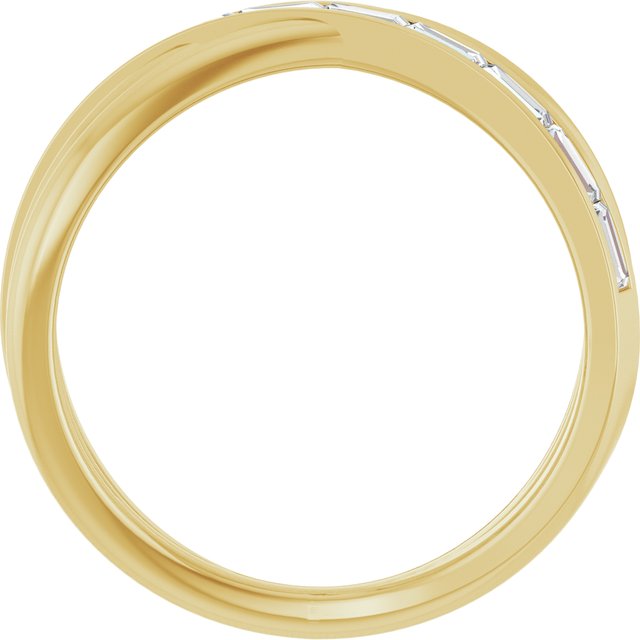14K Yellow Gold Straight Baguette 3 X 1.25 Mm Polished 1/3 Ctw Natural Diamond Criss-Cross Ring, Size 7