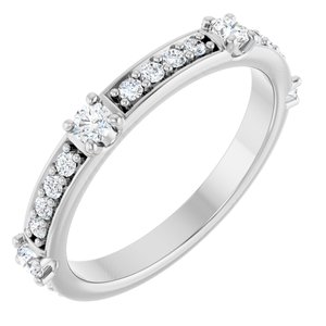 Platinum Round 2.5 Mm Polished 1/2 Ctw Natural Diamond Anniversary Band Size 7