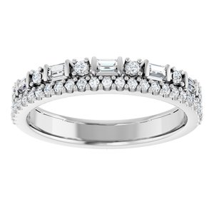 14K White Gold Straight Baguette 2.2 X 1.5 Mm Polished 1/2 Ctw Lab-Grown Diamond Double Row Anniversary Band Size 7