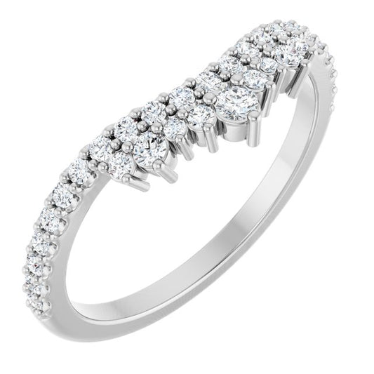 14K White Gold Round Polished 1/3 Ctw Natural Diamond Contour Band, Size 7