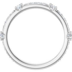 Platinum Round 2.5 Mm Polished 1/2 Ctw Natural Diamond Anniversary Band Size 7