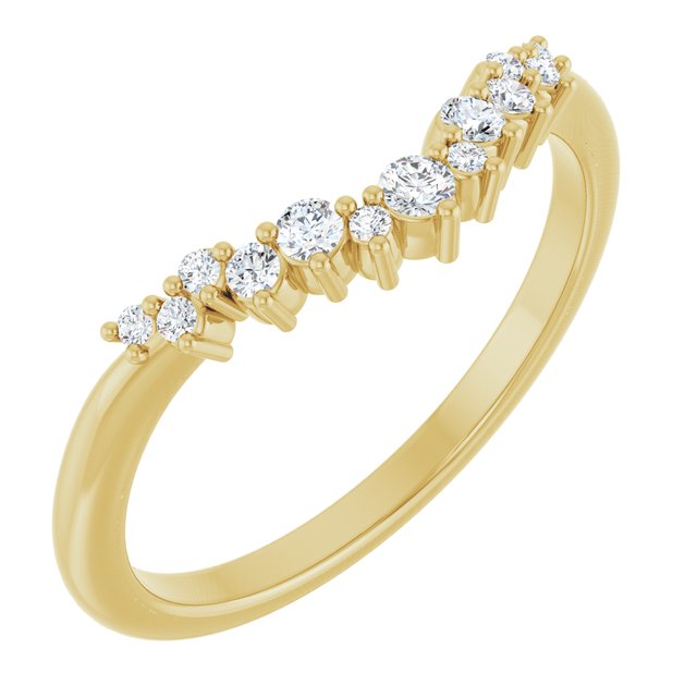 14K Yellow Or White Or Rose Gold Or Platinum Round Polished 1/6 Ctw Natural Diamond Contour Band, Size 7