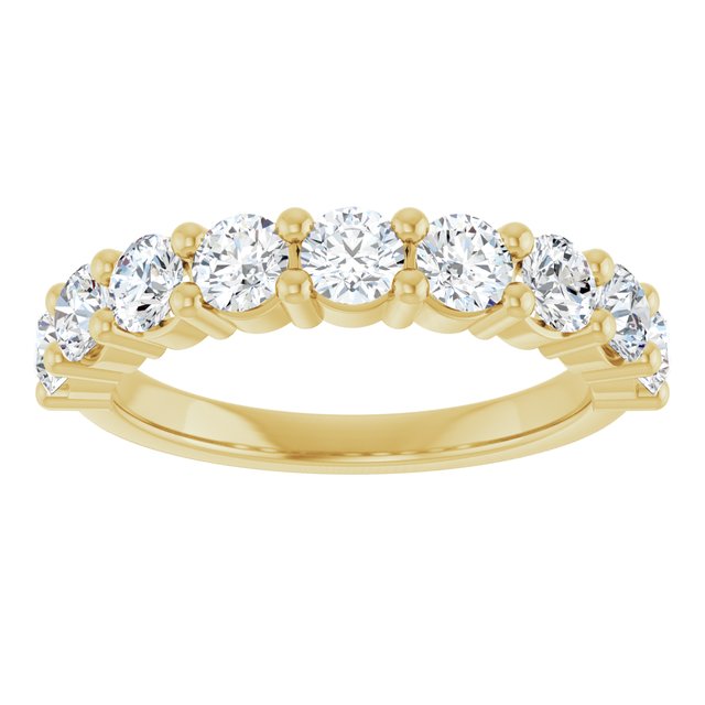 14K Yellow Gold Round Si2-Si3, G-H Polished Natural Diamond Anniversary Band