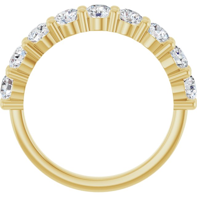 14K Yellow Gold Round Si2-Si3, G-H Polished Natural Diamond Anniversary Band