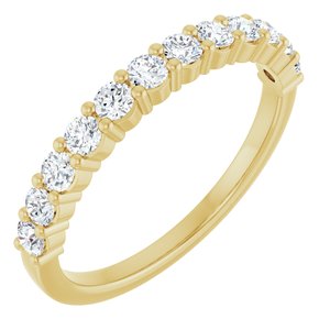 14K Yellow Gold Round 2.25 Mm F+ Vs 1/2 Ctw Lab-Grown Diamond Anniversary Band Size 7