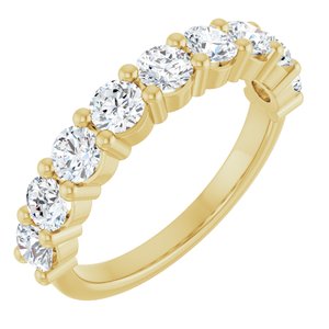 14K Yellow Gold Round 3 Mm F+ Vs 9/10 Ctw Lab-Grown Diamond Anniversary Band Size 7