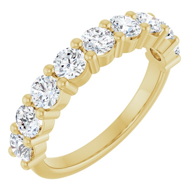 14K Yellow Gold Round Si2-Si3, G-H Polished Natural Diamond Anniversary Band