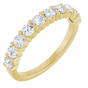 14K Yellow Gold Round 2.75 Mm F+ Vs 3/4 Ctw Lab-Grown Diamond Anniversary Band Size 7