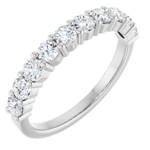 Platinum Round 2.75 Mm Gh Si2-Si3 3/4 Ctw Natural Diamond Anniversary Band Size 7