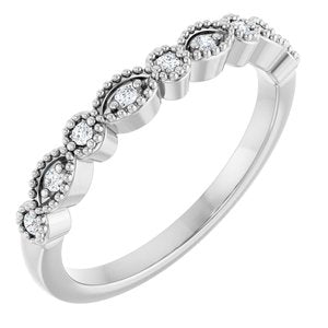 Platinum Round 1.3 Mm Polished .08 Ctw Natural Diamond Vintage-Inspired Matching Band Size 7