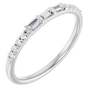 Platinum Straight Baguette 2.5 X 1.5 Mm Polished 1/6 Ctw Natural Diamond Anniversary Band Size 7