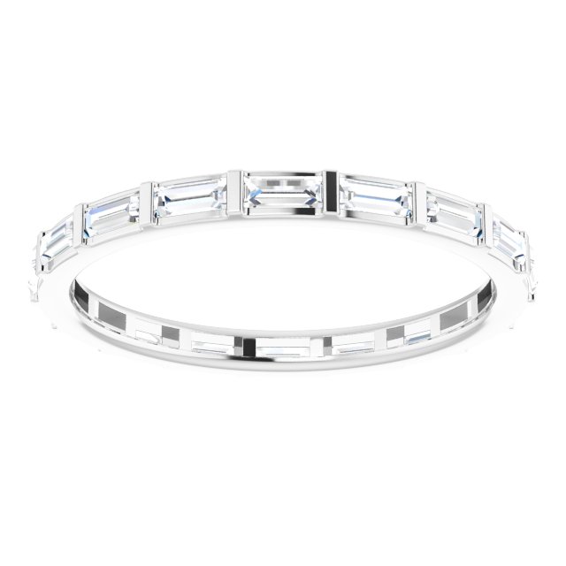 Platinum Straight Baguette 3 X 1.25 Mm Si2-Si3, Ghi Polished 1/2 Ctw Natural Diamond Eternity Band, Size 6.5