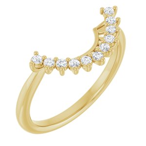 14K Yellow Gold Round All Sizes Si2-Si3, G-H :: 1/6 Ctw Polished 1/6 Ctw Natural Diamond Matching Band
