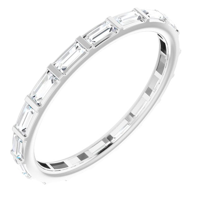 Platinum Straight Baguette 3 X 1.25 Mm Si2-Si3, Ghi Polished 1/2 Ctw Natural Diamond Eternity Band, Size 6.5