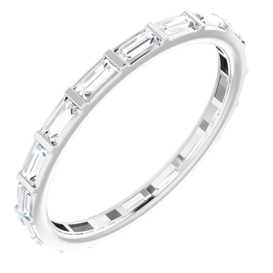 Platinum Straight Baguette 3 X 1.25 Mm Si2-Si3, Ghi Polished 1/2 Ctw Natural Diamond Eternity Band, Size 6.5
