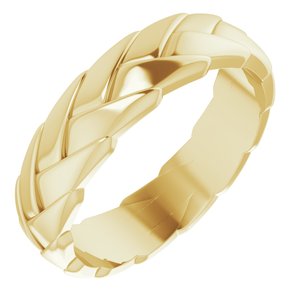 14K Yellow Gold 6 Mm Polished Woven Band Size 10.5