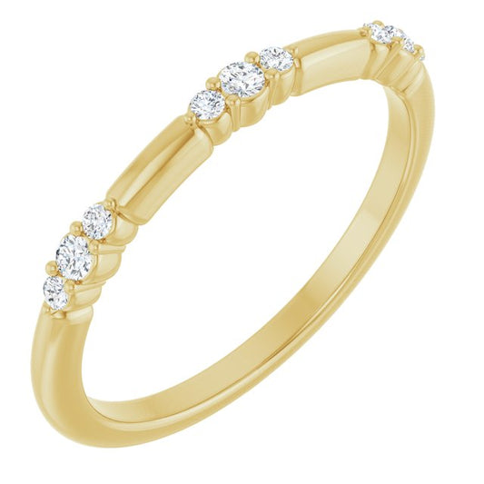 14K Yellow Or White Or Rose Gold Round 1.7 Mm Polished 1/8 Ctw Lab-Grown Diamond Stackable Ring, Size: 7