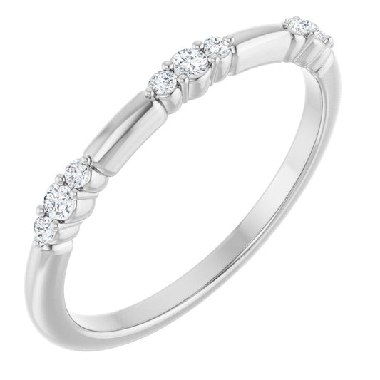 14K Yellow Or White Or Rose Gold Or Platinum Round Polished 1/8 Ctw Natural Diamond Stackable Ring, Size: 7