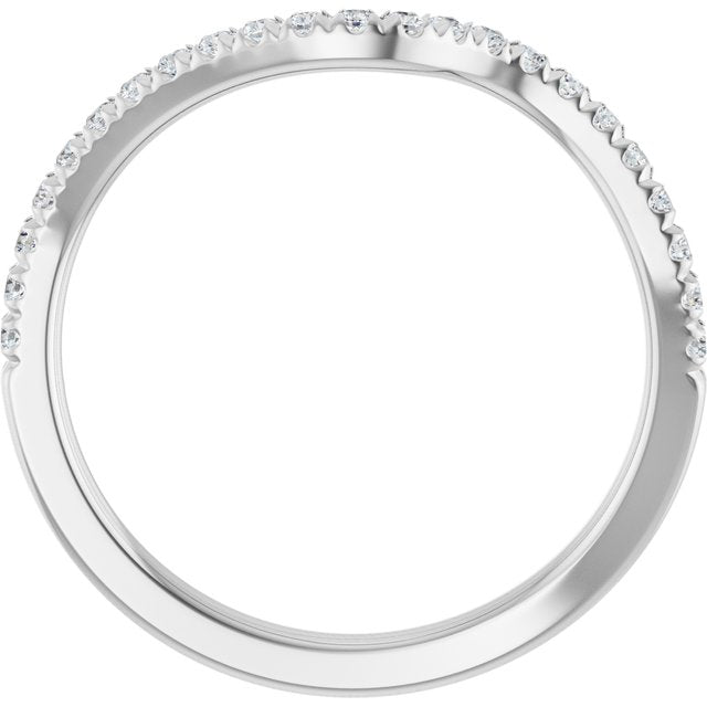 14K White Gold Round 1.3 Mm Polished 1/5 Ctw Natural Diamond Matching Band, Size 7