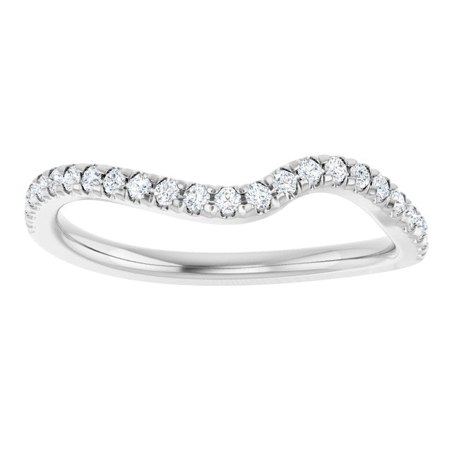 14K White Gold Round 1.3 Mm Polished 1/5 Ctw Natural Diamond Matching Band, Size 7