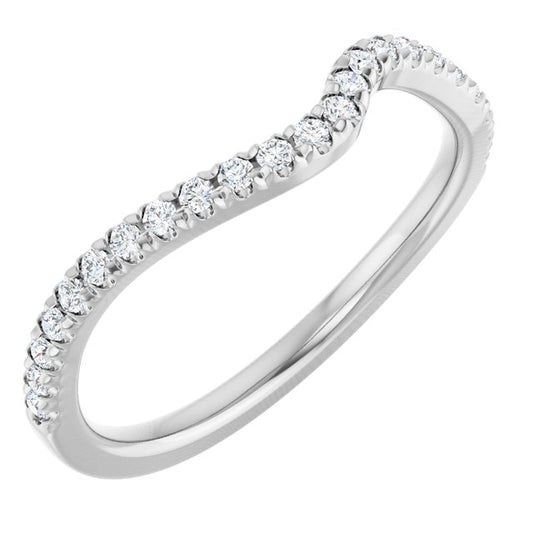 14K White Gold Round 1.3 Mm Polished 1/5 Ctw Natural Diamond Matching Band, Size 7