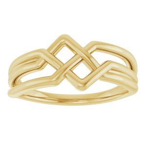 14K Yellow Gold Polished Geometric Ring Size 7