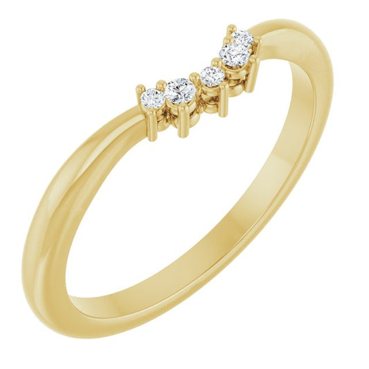 14K Yellow Gold Round Polished .05 Ctw Natural Diamond Matching Band, Size 7