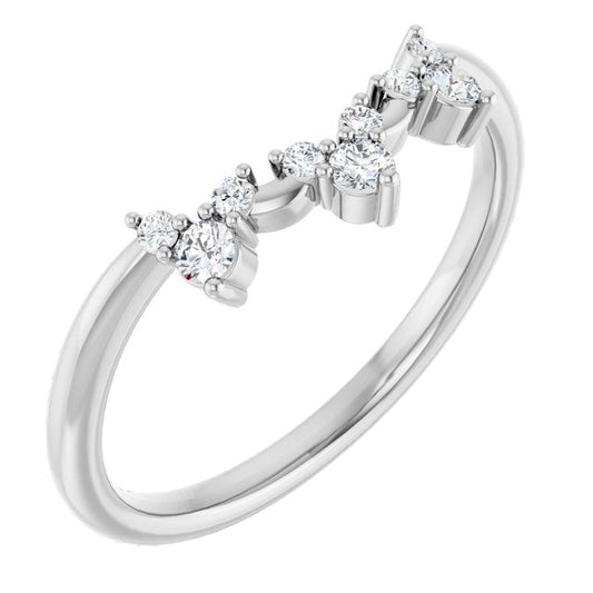 14K White Or Yellow Or Rose Gold Round Polished 1/6 Ctw Natural Diamond Contour Band, Size 7