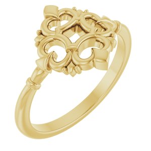 14K Yellow Gold Polished Vintage-Inspired Ring Size 7