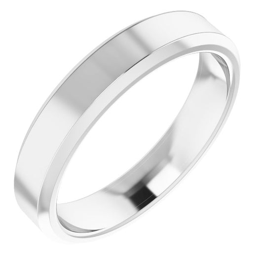 Sterling Silver 4 Mm Polished Beveled-Edge Comfort-Fit Flat Band, Size 8.5