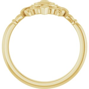 14K Yellow Gold Polished Vintage-Inspired Ring Size 7