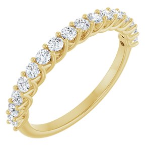 14K Yellow Gold Round 2 Mm Polished 1/2 Ctw Lab-Grown Diamond Anniversary Band Size 7