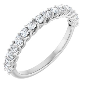 14K White Gold Round 2 Mm Polished 1/2 Ctw Lab-Grown Diamond Anniversary Band Size 7