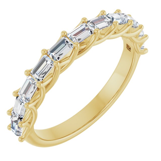 14K Yellow Or White Gold Straight Baguette Polished Natural Diamond Anniversary Band, Size: 7