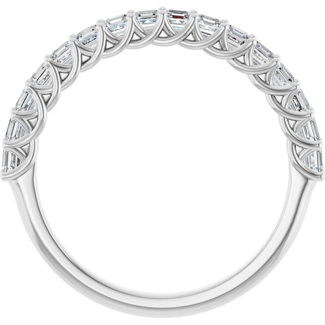 14K White Gold Asscher 2 X 2 Mm Polished 3/4 Ctw Natural Diamond Anniversary Band, Size: 7