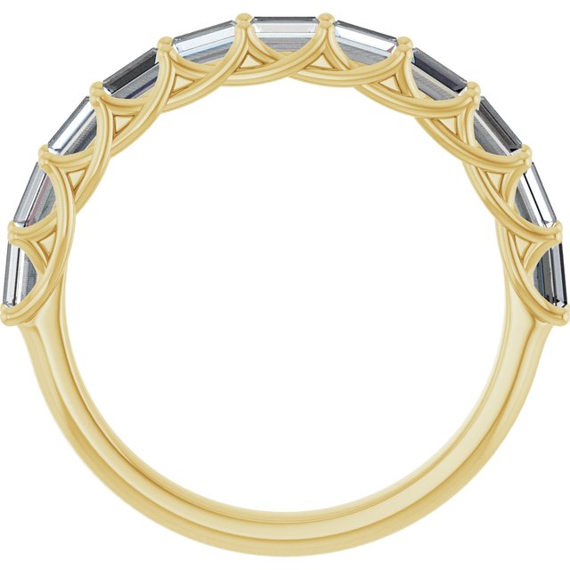 14K Yellow Or White Gold Straight Baguette Polished Natural Diamond Anniversary Band, Size: 7