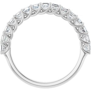 14K White Gold Asscher 2.3 X 2.3 Mm Polished 1 1/8 Ctw Natural Diamond Anniversary Band Size 7