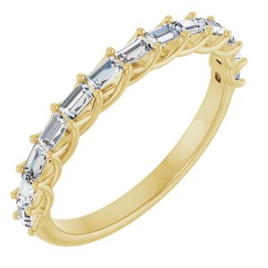 14K Yellow Gold Straight Baguette 2.5 X 1.5 Mm Polished 3/8 Ctw Natural Diamond Anniversary Band Size 7