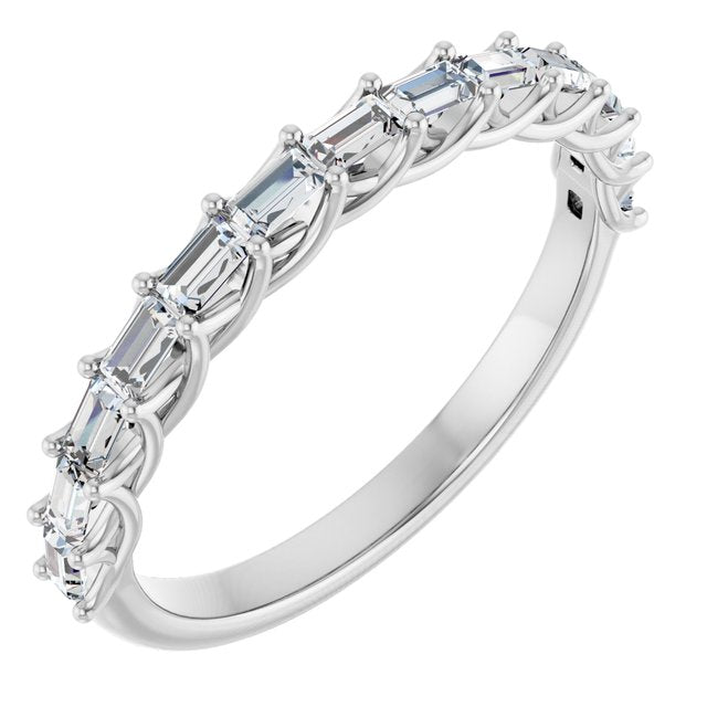 14K Yellow Or White Gold Straight Baguette Polished Natural Diamond Anniversary Band, Size: 7