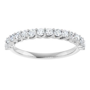 14K White Gold Round 2 Mm Polished 1/2 Ctw Lab-Grown Diamond Anniversary Band Size 7
