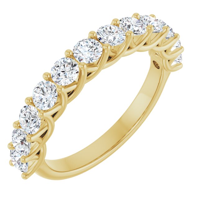14K Yellow Or White Gold Round Polished Lab-Grown Diamond Anniversary Band, Size: 7