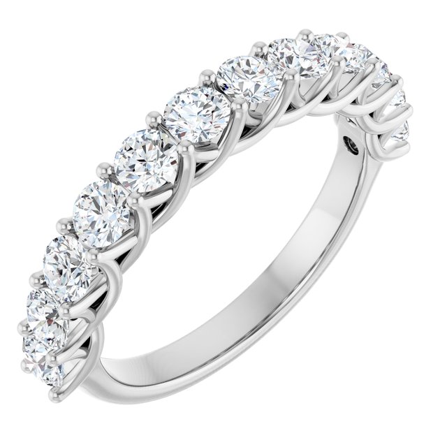 14K Yellow Or White Gold Round Polished Natural Diamond Anniversary Band, Size: 7