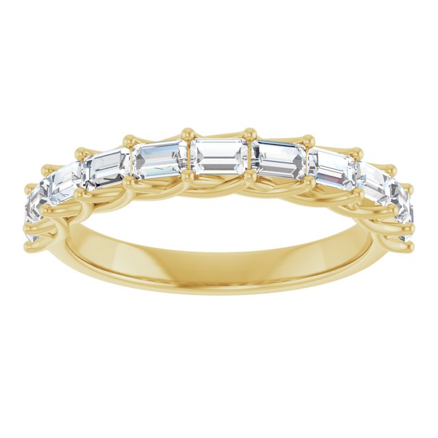 14K Yellow Or White Gold Straight Baguette Polished Natural Diamond Anniversary Band, Size: 7