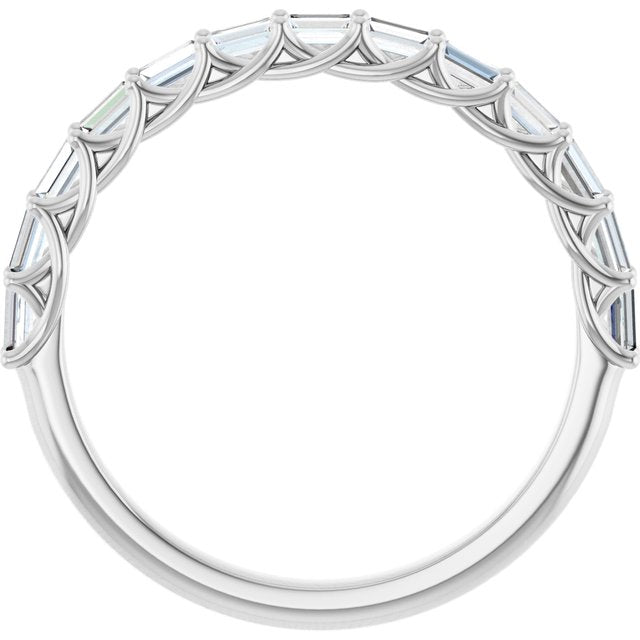 14K Yellow Or White Gold Straight Baguette Polished Natural Diamond Anniversary Band, Size: 7