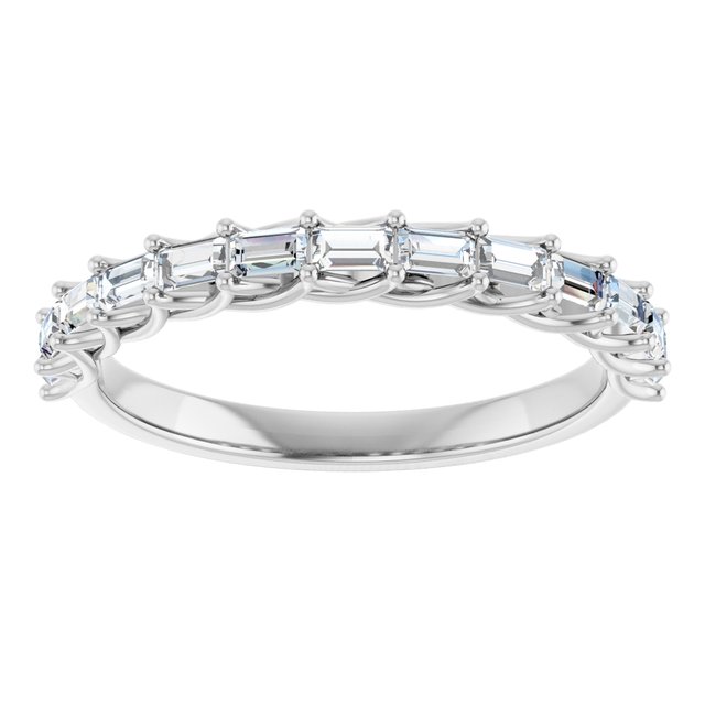 14K Yellow Or White Gold Straight Baguette Polished Natural Diamond Anniversary Band, Size: 7